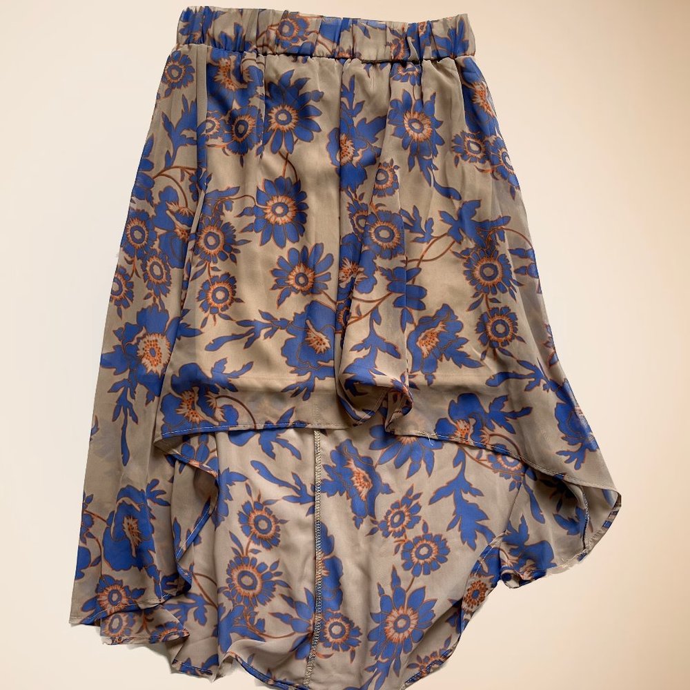 Floral High-Low Skirt